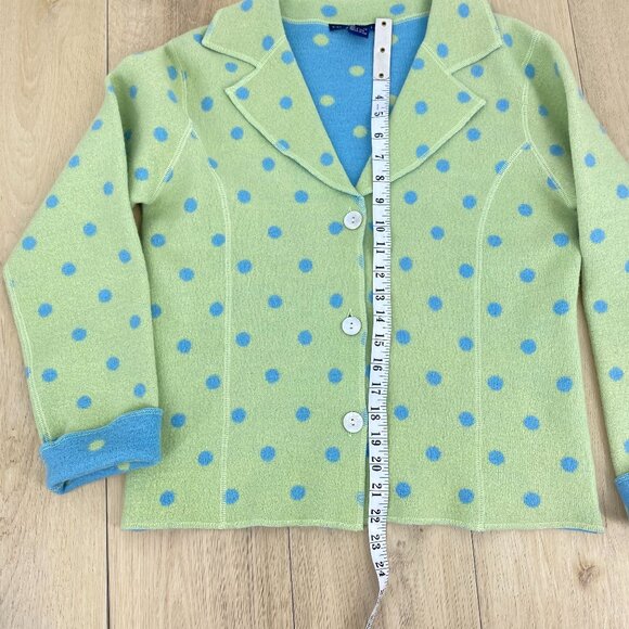 Catherine Stewart 100% Wool Polka Dot Cardigan Jacket M - Picture 8 of 12